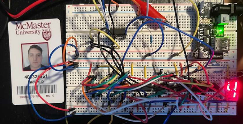 Student number finite state machine circuit on breadboards